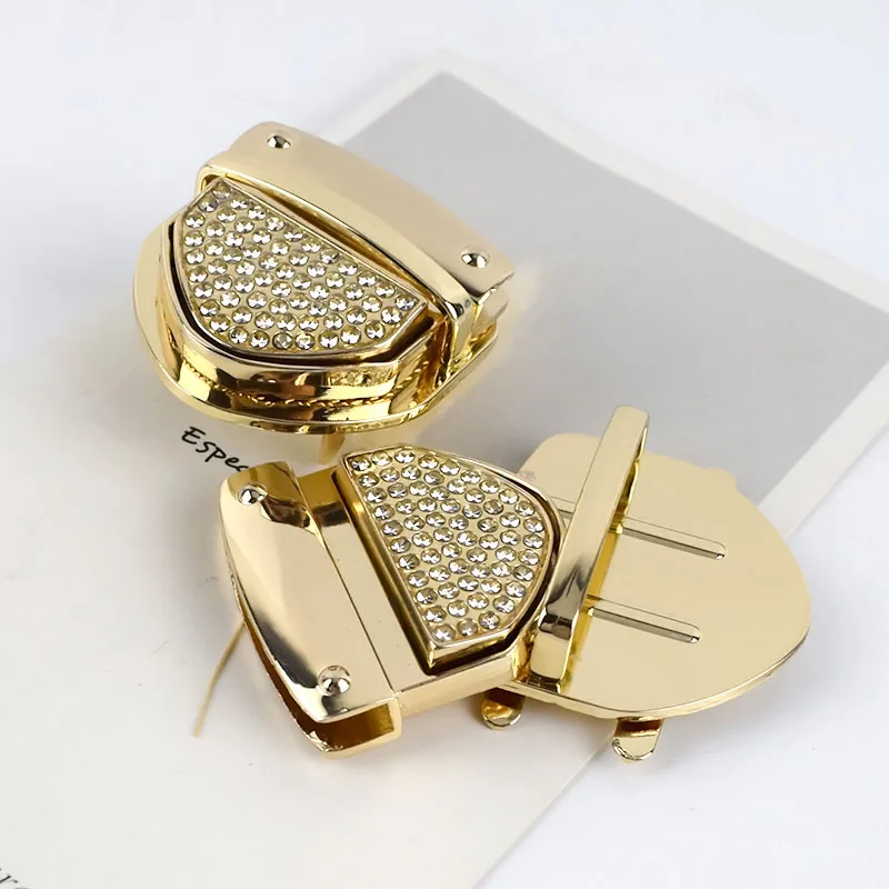 Lightgold 2 компл./лот металлическая застежка с поворотом на кнопках для сумки из натуральной кожи Стразы закручивающийся замок застежки застежка DIY, иных металлических пряжки аппаратных аксессуары для ванной комнаты - Цвет: Lightgold