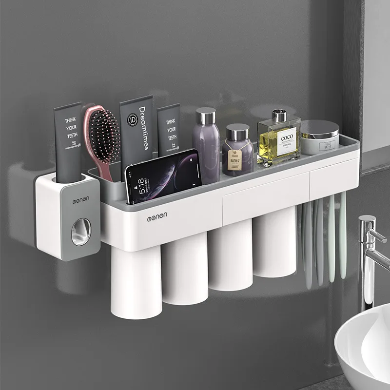 

Toothbrush Holder Easy Install Large Capacity Storage Makeup Drawer Organizer Toothbrush Holder Simple Style Bathroom Supplies