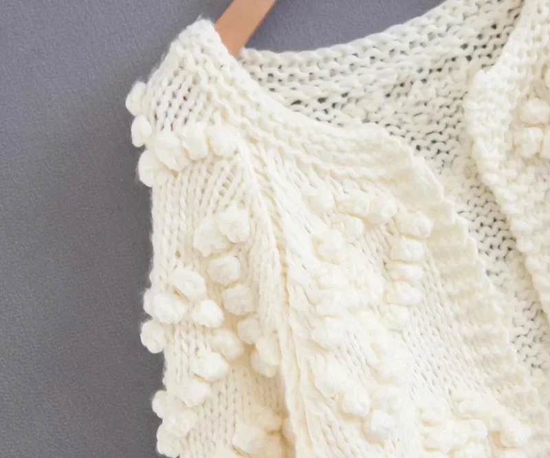 

2019 Autumn winter women sweater Fashion hairball thick knitted cardigan Casual o neck long sleeve pink cardigan jumper