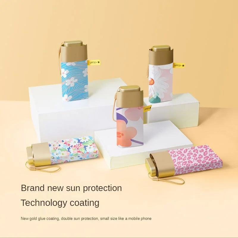 Креативный карманный мини-зонт с цветами длиной 14 см зонтик золотым покрытием