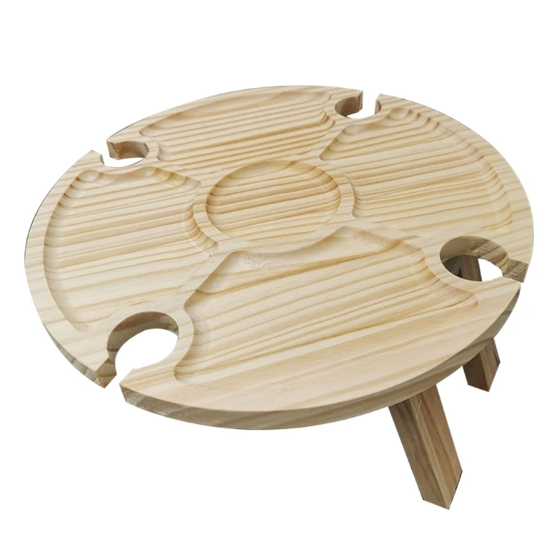 

Outdoor Folding Picnic Table Wooden Wine Glass Rack Holder Portable Camping Table for Lawn Beach Travel Garden Fruit Bread