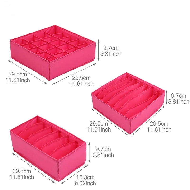 Oxford Washable Folding Storage Box Drawer 3pcs/set Underwear Sock Bra Tie Organizer Box Closet Organizer Container Home Storage