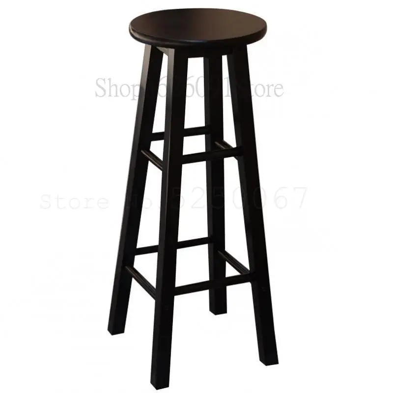 Черный и белый высокий стул из цельного дерева ресторан молочный чай гитара