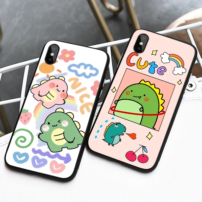 

Hard Mobile Cover Cute Dinosaur Cartoon Phone Case For Iphone 13 12 Mini SE 2020 11 Pro Max XS Shell X XR 7 8 Plus 6S 5 10 Coque