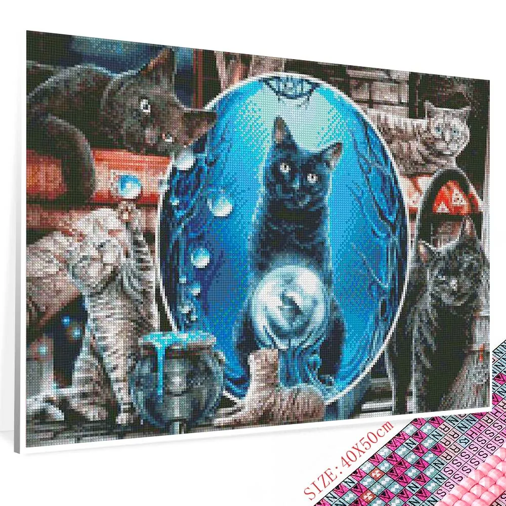 

5D Diy Animal Diamond Painting Kits for Children Magic Cat Handmade Gift Mosaic Home Decor Full Diamond Embroidery Cross Stitch