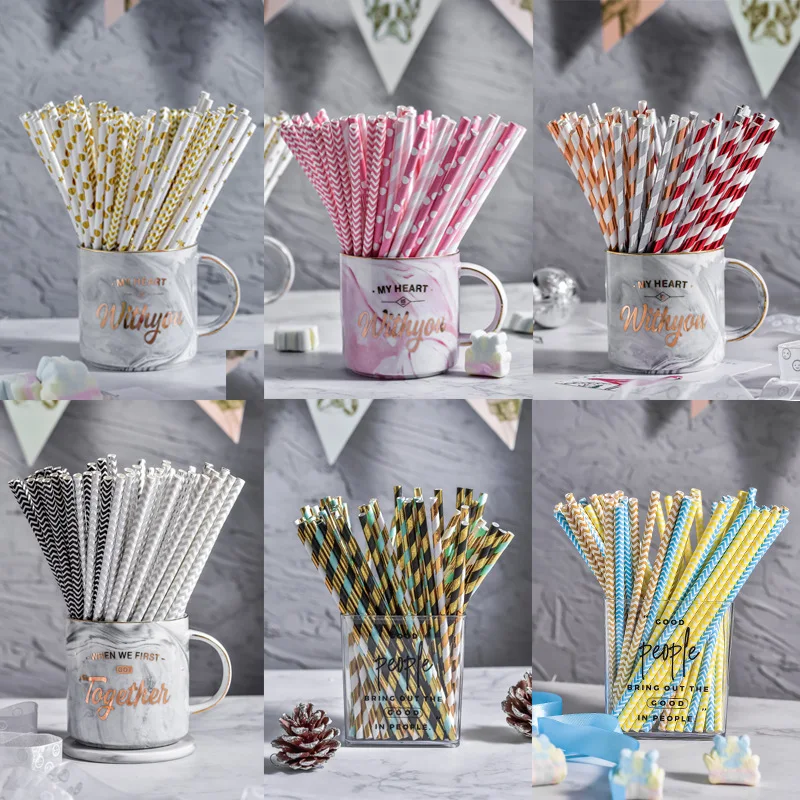 75 шт. одноразовые цветные бумажные трубочки для питья украшения дня рождения