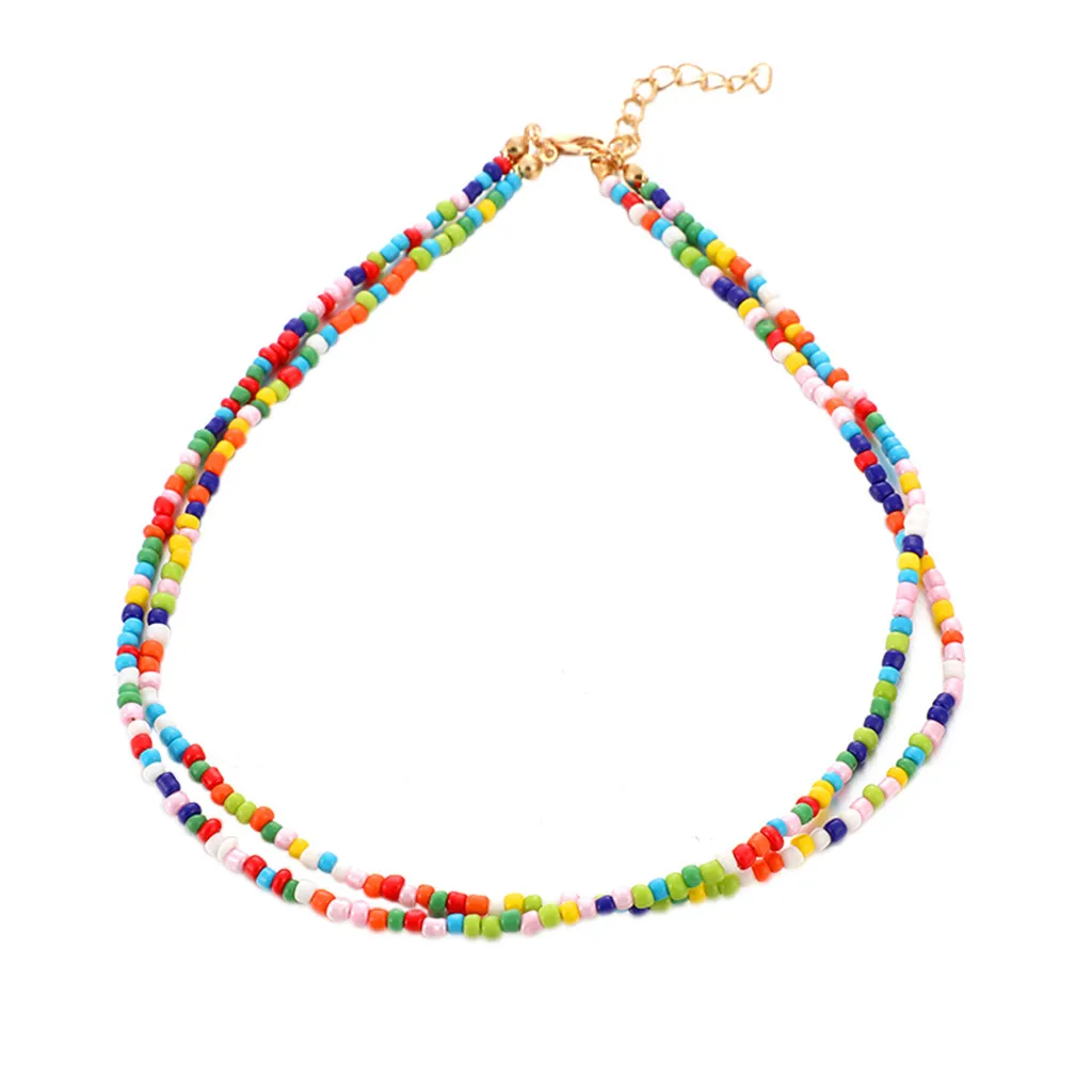 Женское богемное короткое ожерелье ручной работы яркий цвет эффектное аксессуар