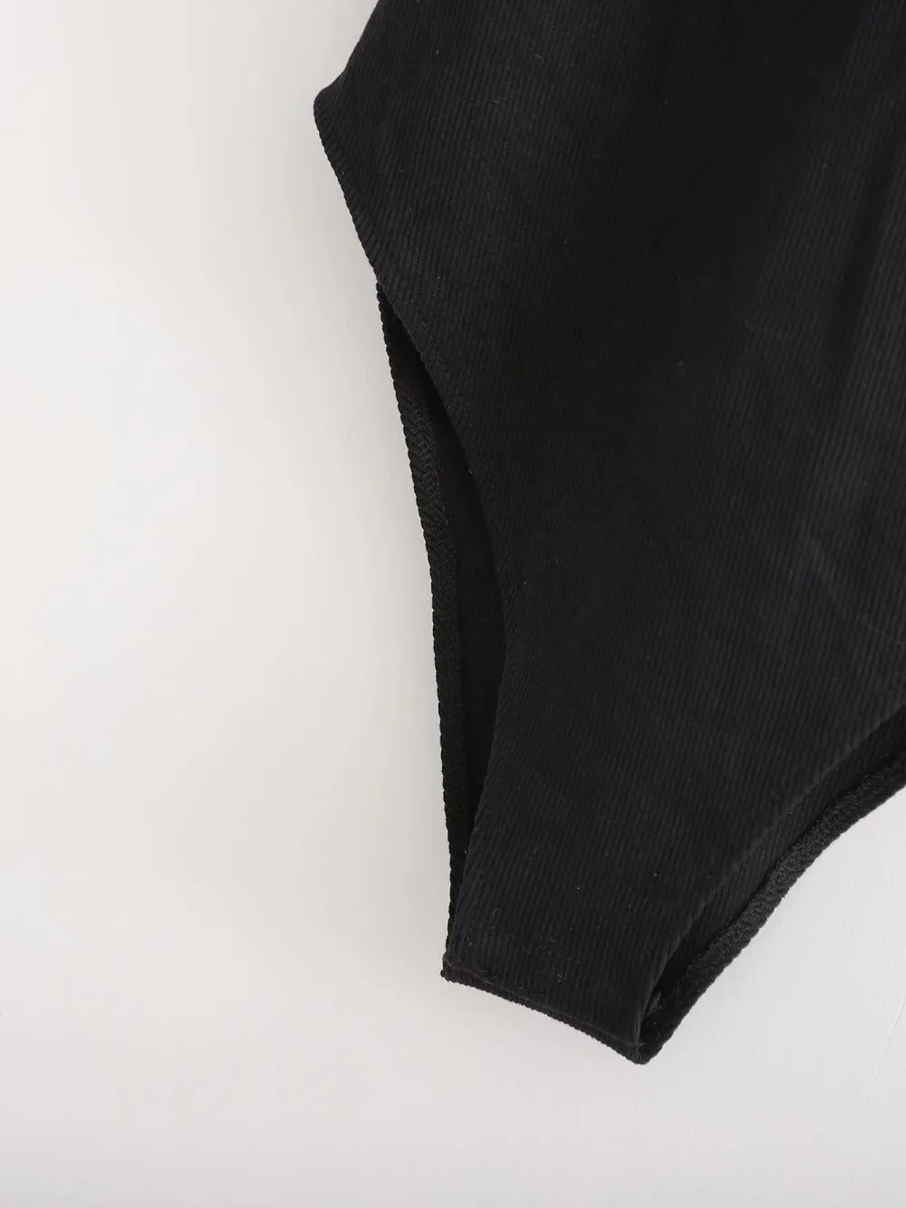 Ribbed Knit Sexy Bodysuit Women Tulle Sleeve Round Neck Vintage Black Tops Body mujer | Женская одежда