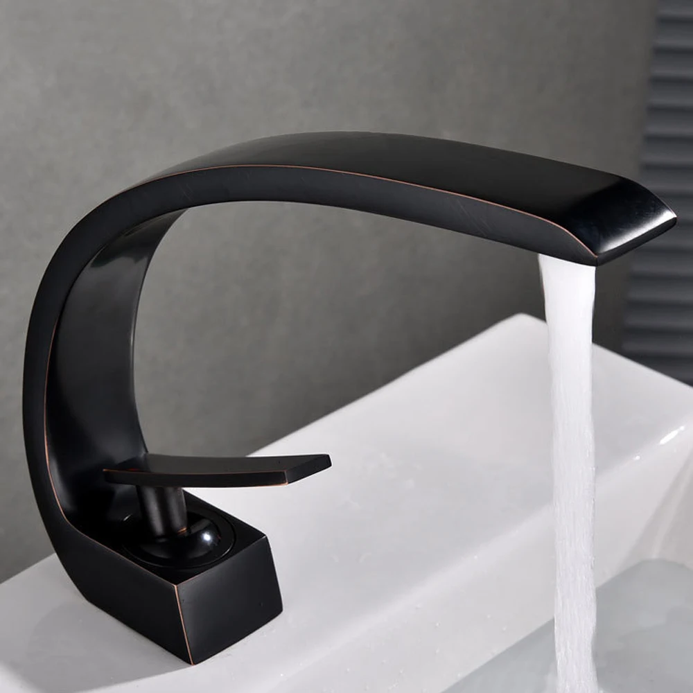 Ванная комната черное покрытие смеситель для раковины все медные горячей