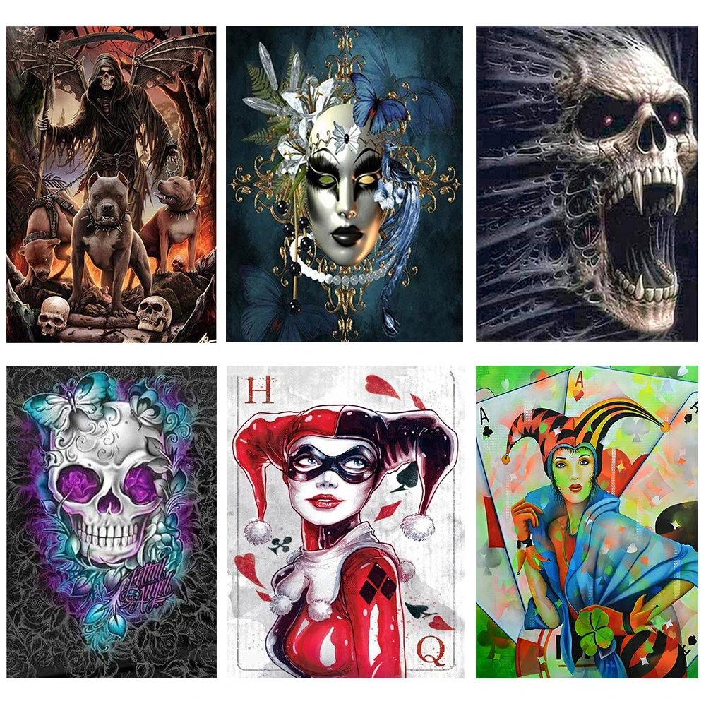 

5D "сделай сам", алмазная живопись, Череп, покер, узор, Алмазная мозаика, полная вышивка для дома Декор для комнаты