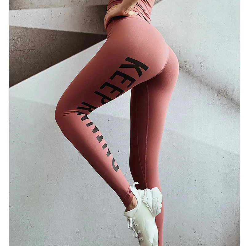 

Women Leggings Sport Fitness High Waisted Tummy Control Workout Gym Leggings Word design Sport Leggings Stretchy Yoga Pants