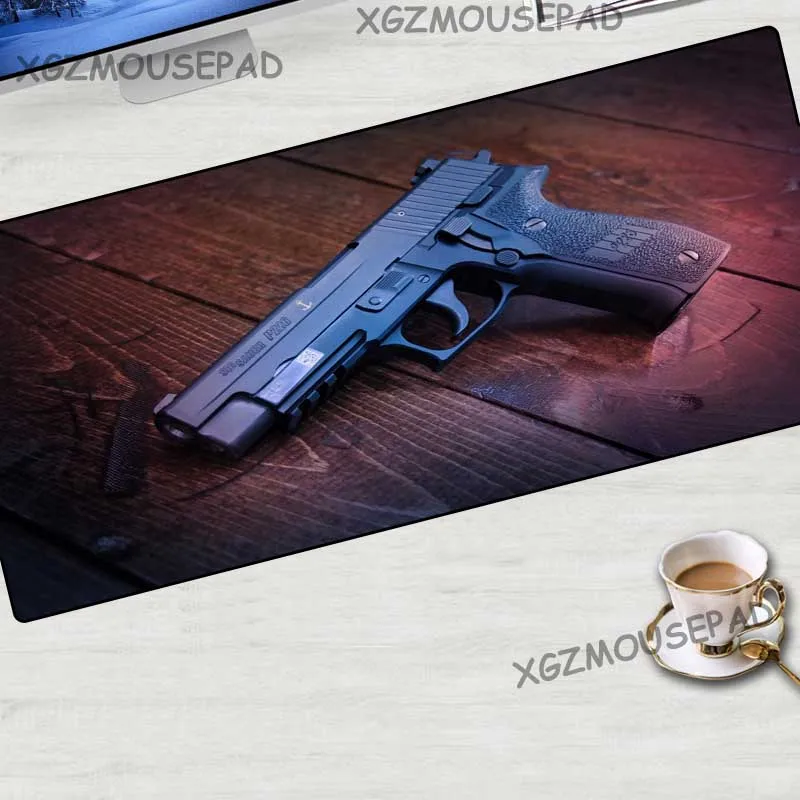XGZ заказной большой коврик для мыши черный замок края деревянный пол пистолет