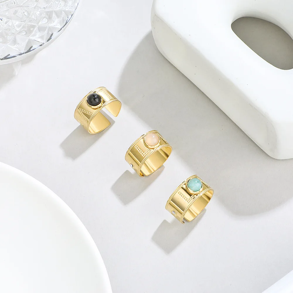 

Fashion Rings Gold Color Bouble Circles Beautiful Green Blue Stone Vintage Jewelry For Women Party Accessories,1 PC