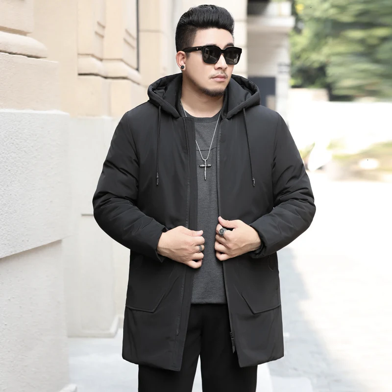10XL 6XL 5XL Mens Long Down Jacket Coat Luxury Brand Winter Solid Black Parkas Men Plus Size Thick Warm Slim Fit Male Overcoat