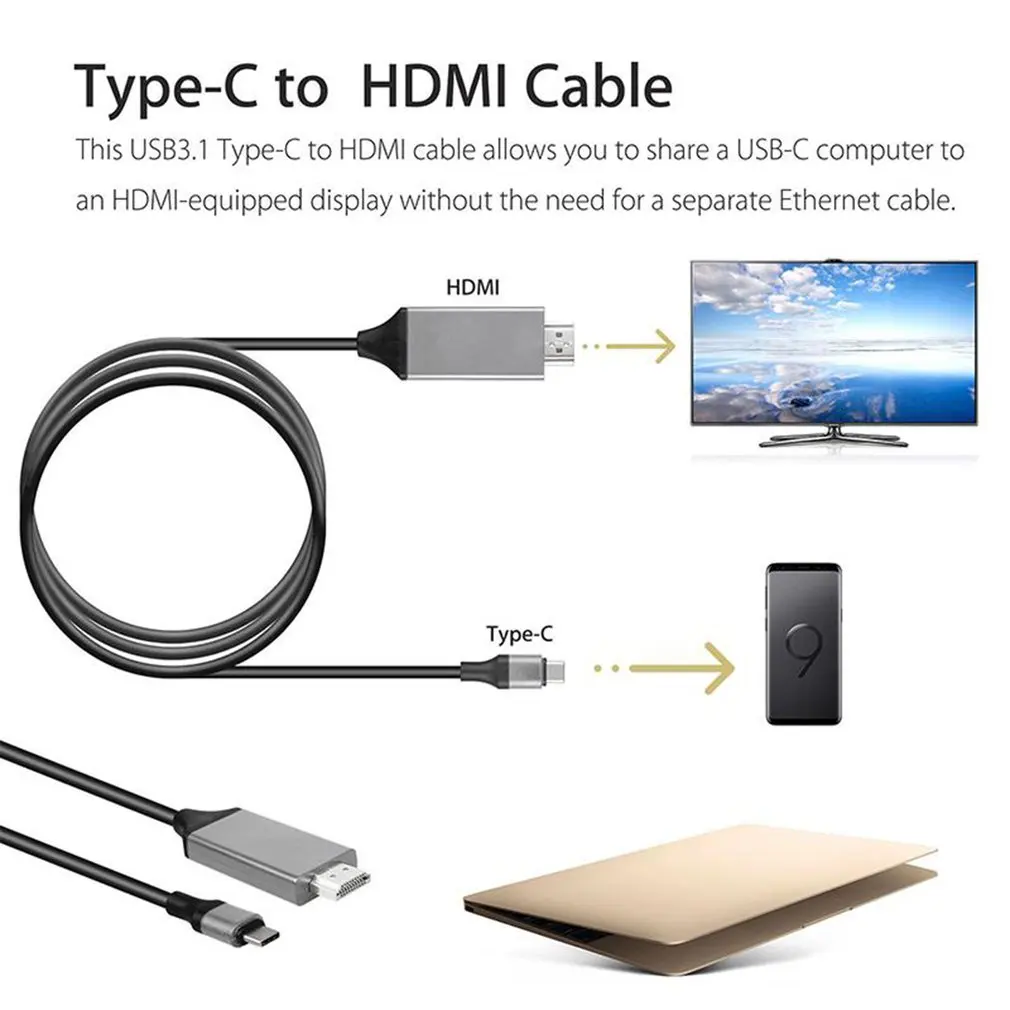 Кабель Type-C USB-C HDMI HDTV 4K для Samsung Galaxy Note 8 9 S10 + Plus |