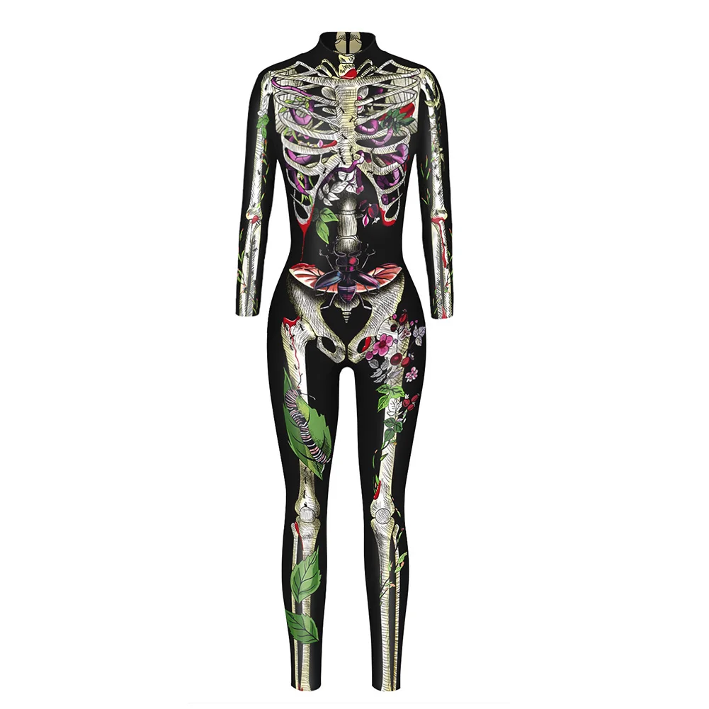 

Women Fashion Halloween Skeleton Jumpsuit Bodycon Fancy Dress Party Costume