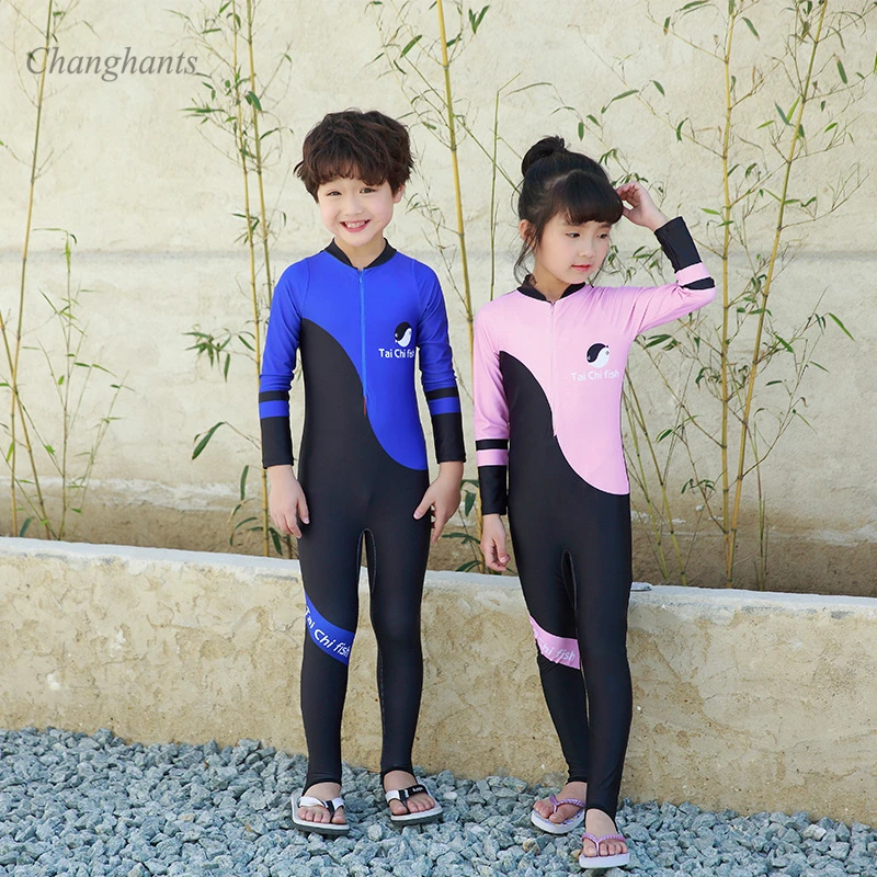 Детская спортивная одежда с длинным рукавом детский цельный купальник для