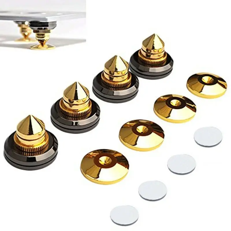 

4Set Shockproof Speaker Spike Golden Cone Base Pads for audio Amplifier Kit