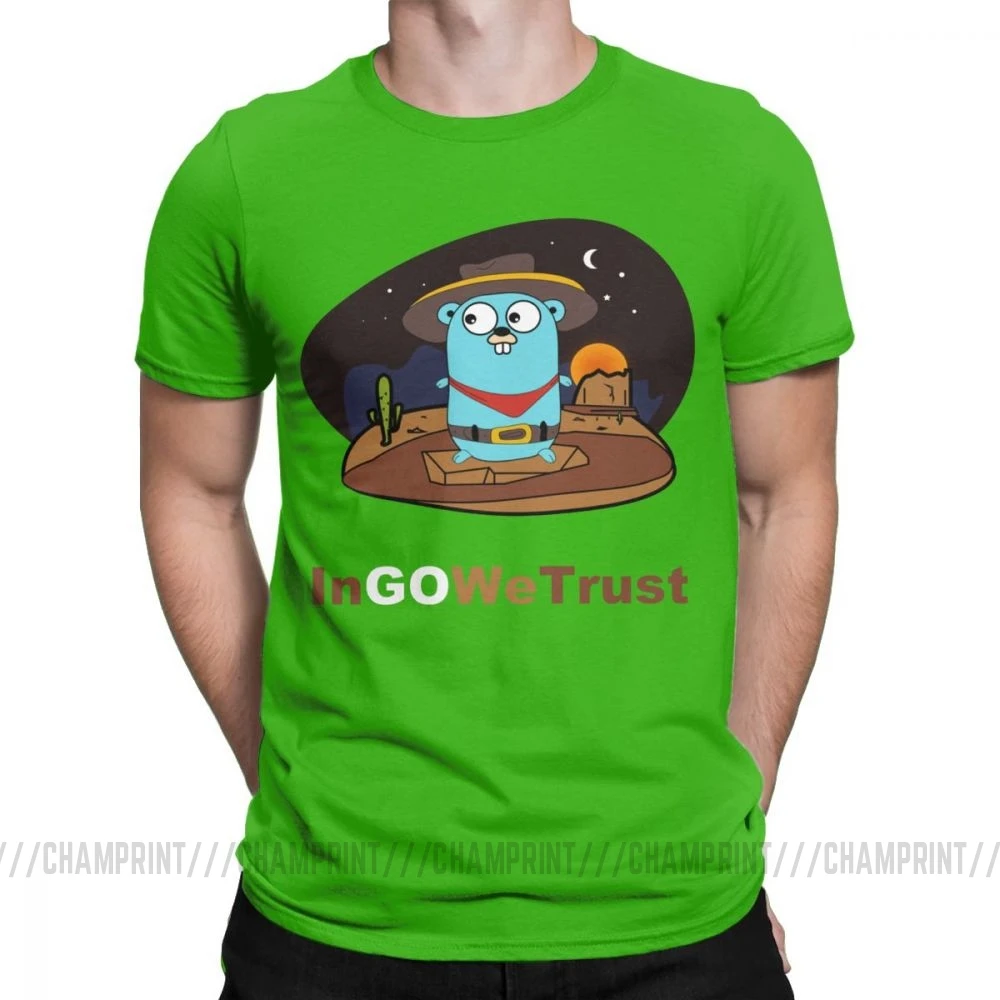 Зеленый Golang Мужская футболка Gopher In Go мы доверяем программисту Программирование футболка кодер кодирование одежда разработчик забавная футболка - Цвет: Зеленый