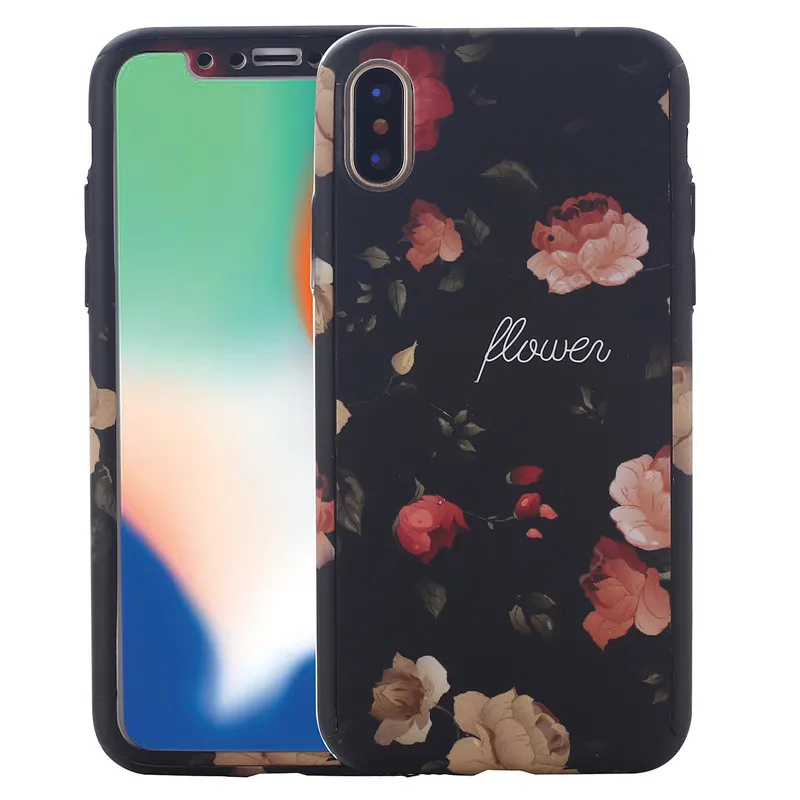 360 градусов полный корпус Защита Пластик Роскошный цветок мрамор камень