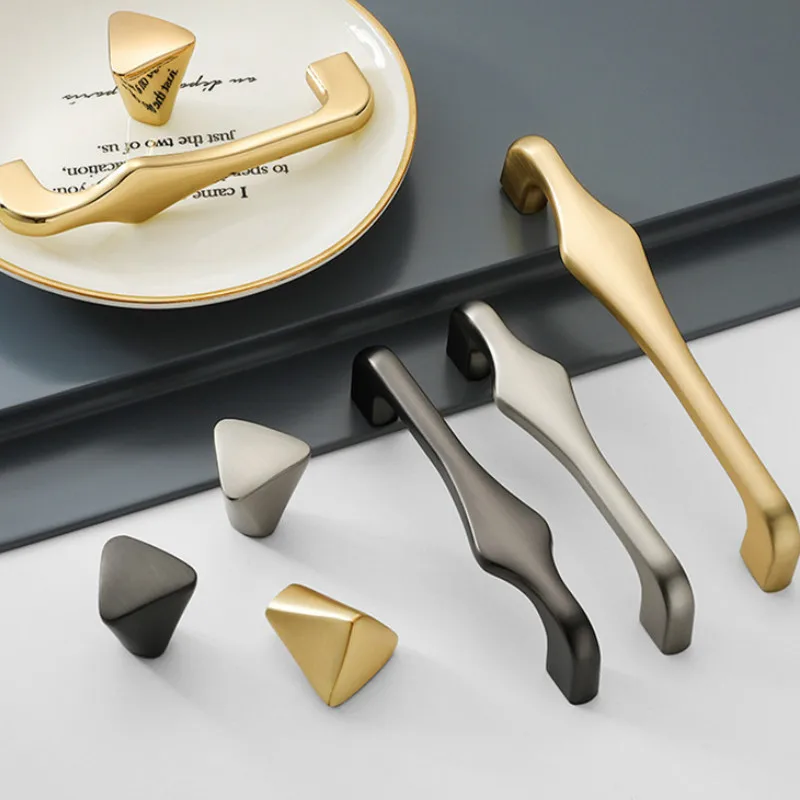 

Pearl Gray Gold Cabinet Handles Zinc Alloy Light Luxury Drawer Knobs Kitchen Cupboard Door Pulls Furniture Handle
