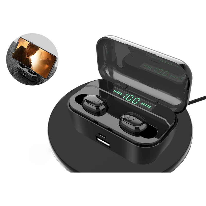 Advanced Black TWS Bluetooth наушники G6s Беспроводные наушники с 3500 мАч power Bank V5.0 светодиодный наушник IPX7 водонепроницаемый с беспроводным зарядным устройством - Цвет: Advanced Black