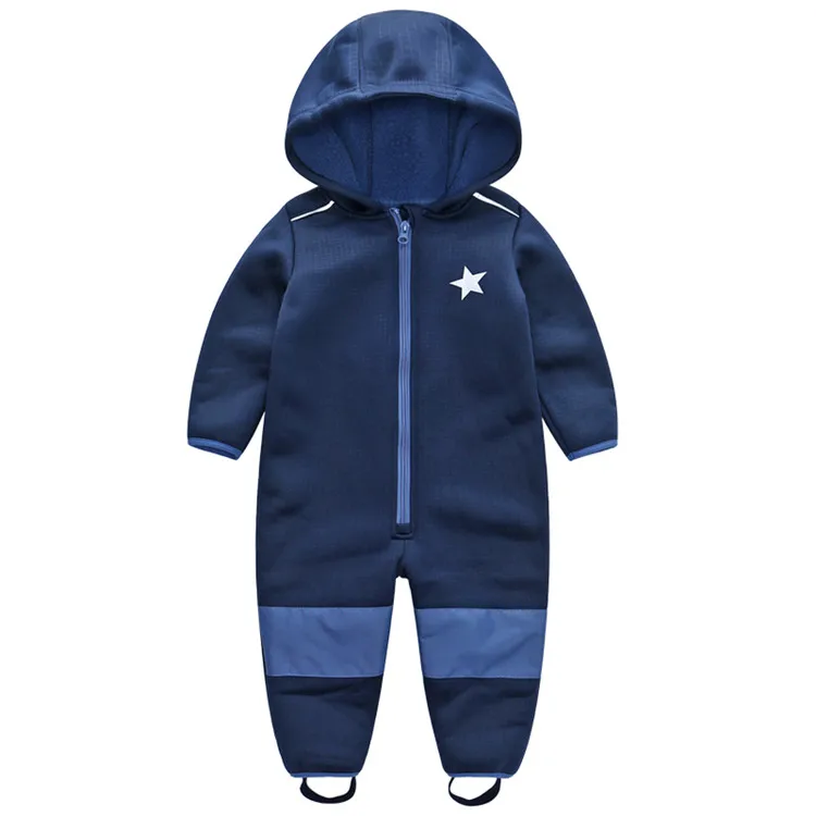navy thick fleece 2 Детский флисовый комбинезон для мальчиков; комбинезоны для девочек с флисовой подкладкой; ветрозащитный и водонепроницаемый - Цвет: navy thick fleece 2