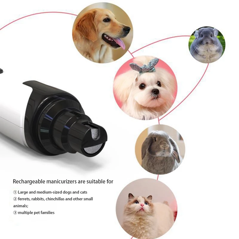 

Dog Nail Grinder with Light, Low Noise 2 Speed Pet Nail Grinder Electric Rechargeable Pet Nail Trimmer Paws Trimming