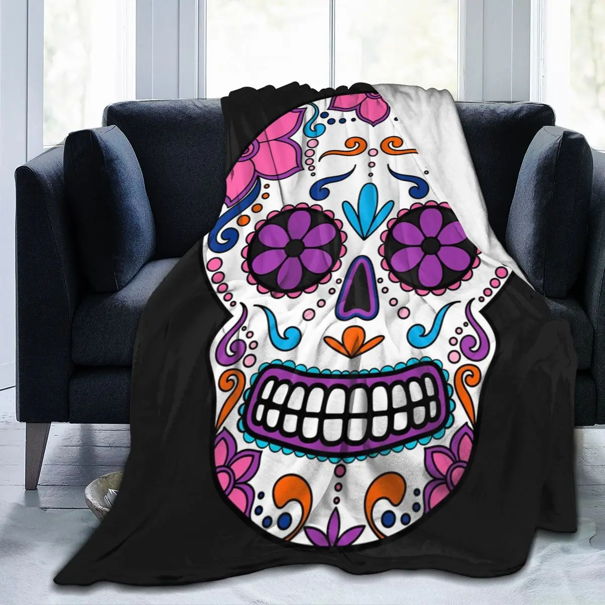 

Floral Skull Design Soft Blankets For Bed Couch Sofa All Season Warm Flower Fleece Blanket Dropship Wholesale Flannel Throws