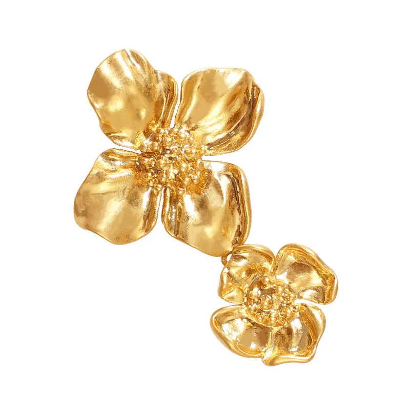 

New European and American trend gold flower earrings earrings simple metal fashion earrings personality creative