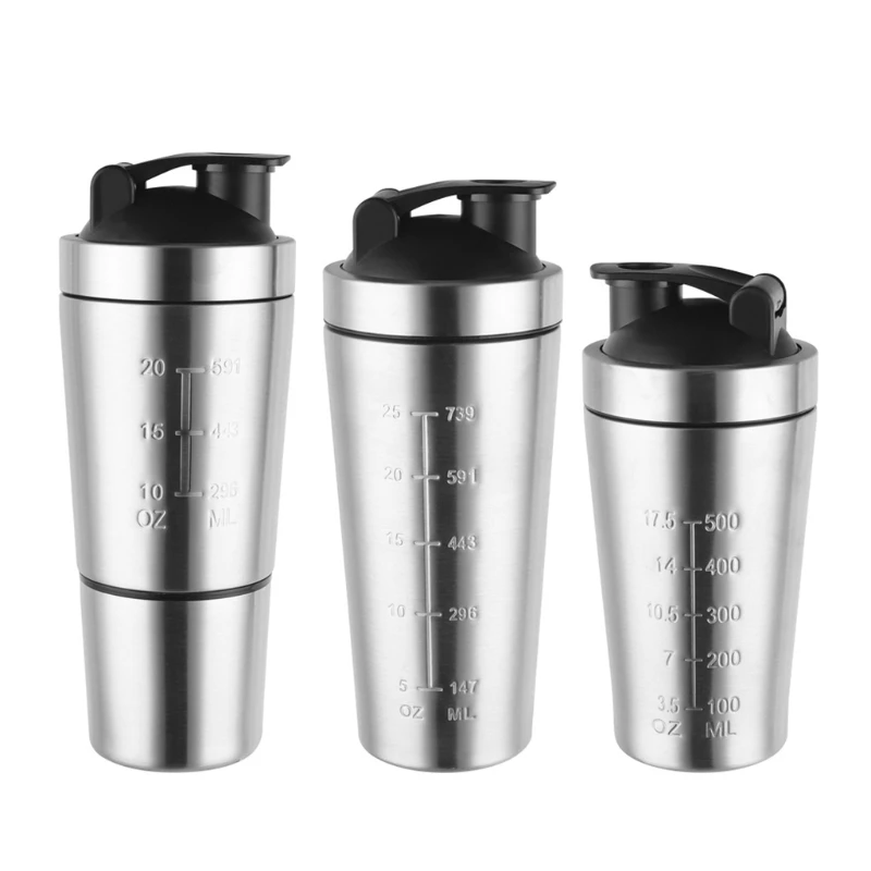 

Stainless Steel Shaker Bottle Whey Protein Powder Mixing Bottles Sport Water Drinking Cup Vacuum Mixer Outdoor Drinkware