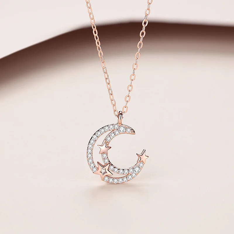 

MGS33 оригинальное ожерелье из стерлингового серебра S925 со звездой и Луной женское ожерелье с цепочкой до ключицы со звездами и бриллиантами корейские модные товары