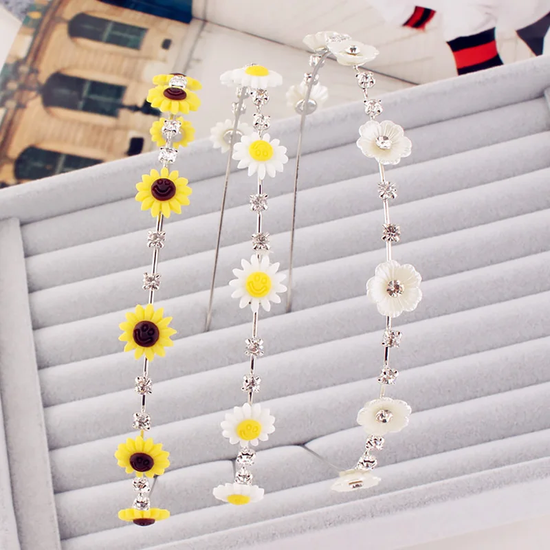 Милая романтичная желтая Маргаритка акриловые цветы аксессуары для волос женщин