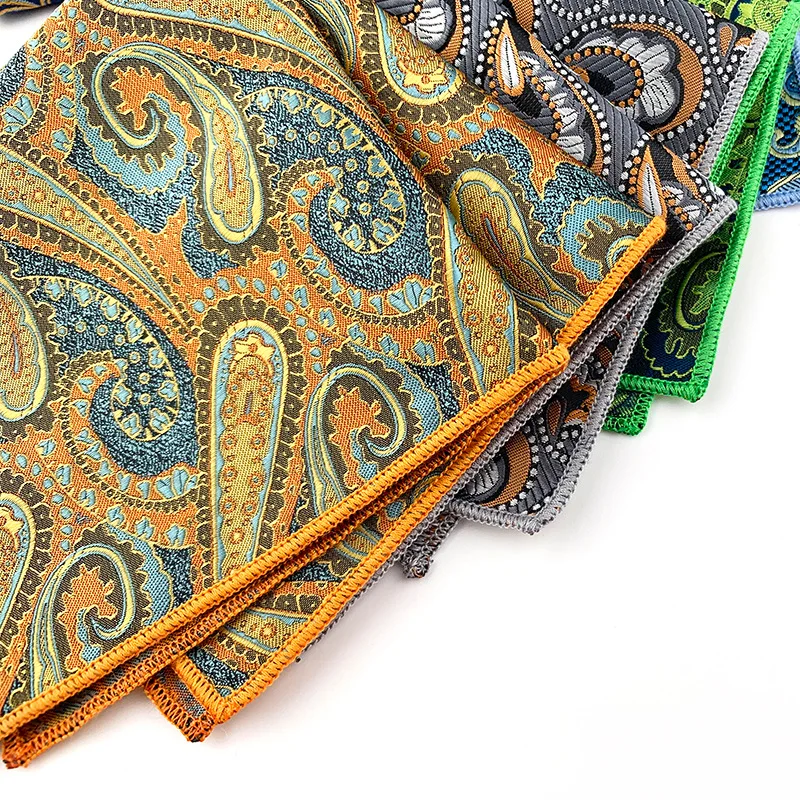 Colorful Mens Pocket Square Multicolor Paisley Classic Wedding Silk Handkerchief Business Jacquard Hanky | Аксессуары для одежды