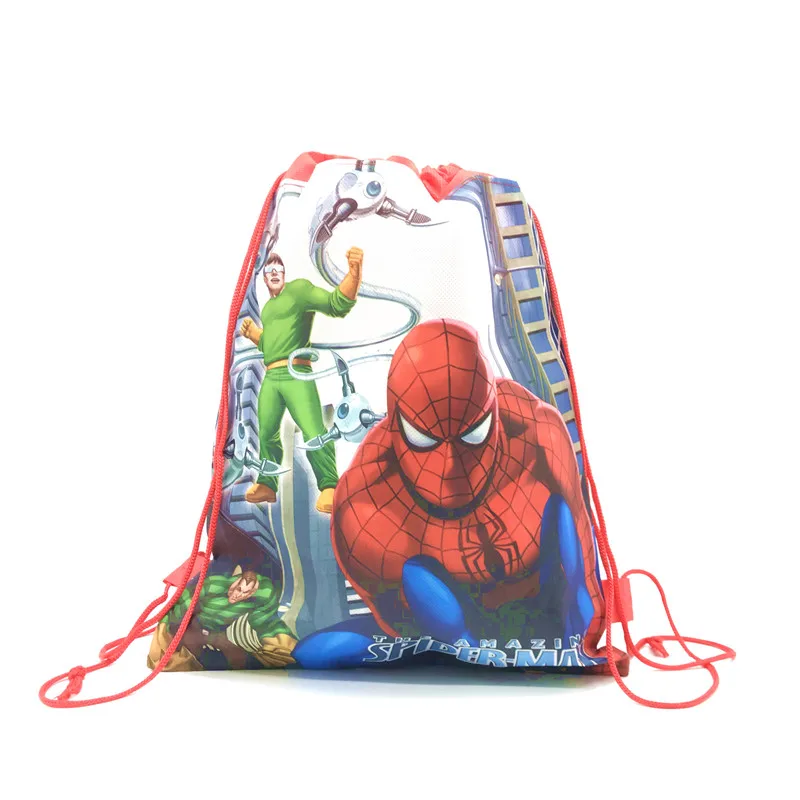 8/16/24/30/40/50PCS Disney Superhero Spiderman Drawstring Bags For Girls Kids With Gift Or Candy Travel Package School Backpack