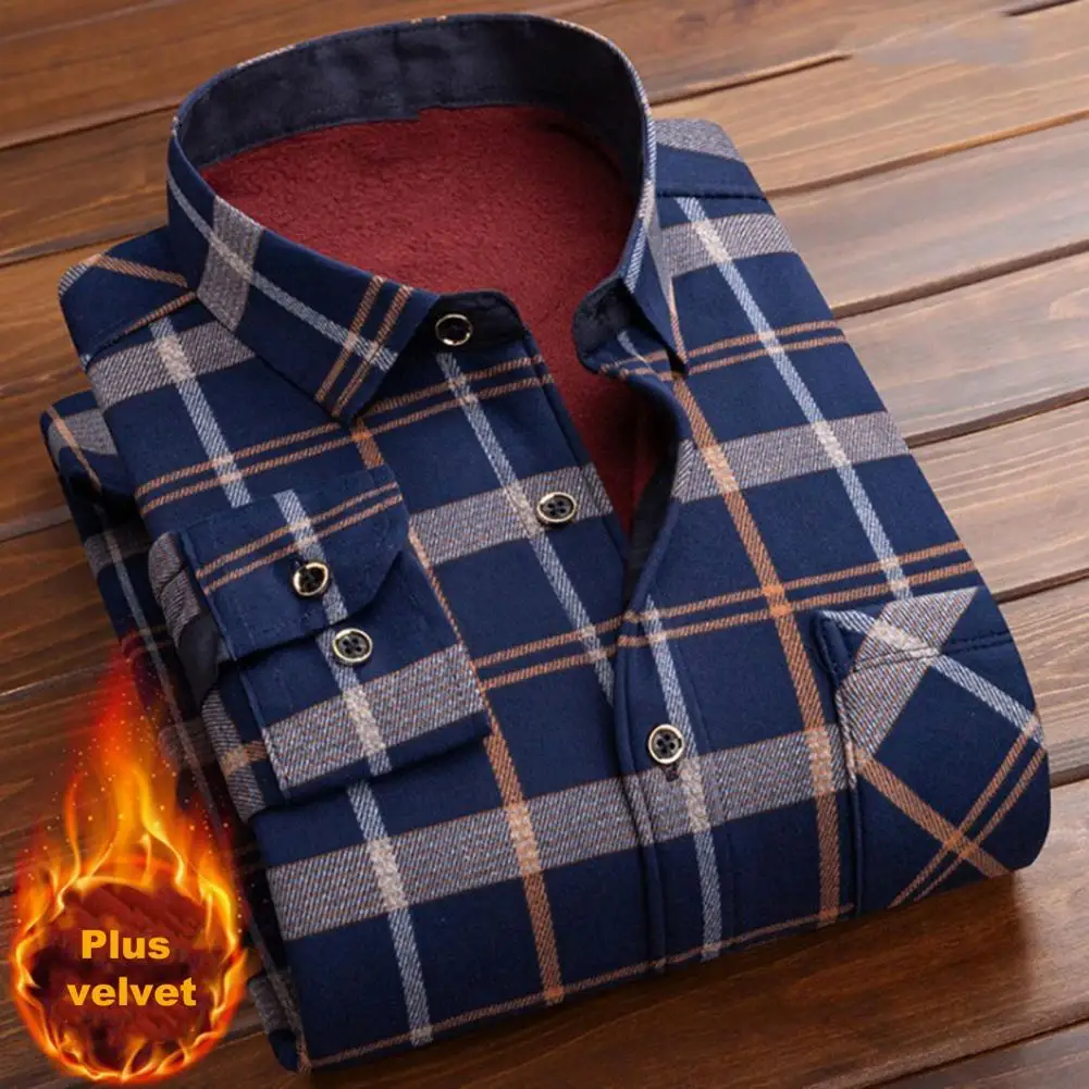 

Warm Fleece Shirts for Men Long Sleeve Shirt Shirts Male Shirt homme
