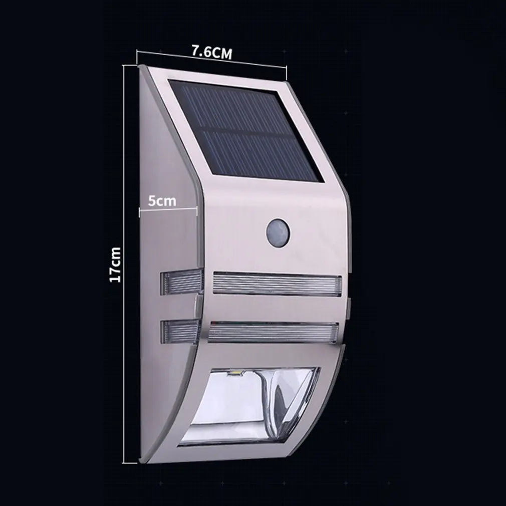 

Solar Wall Light Waterproof Landscape Lamp 40LM PIR Human Induction 2 LED Stainless Steel Lamp 5.5V 0.33W