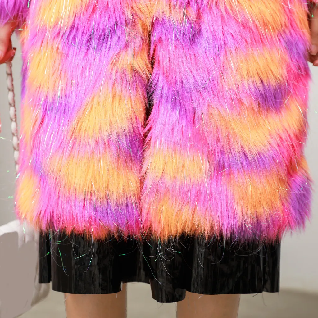 Зимнее женское пальто из искусственного меха высокого качества роскошное