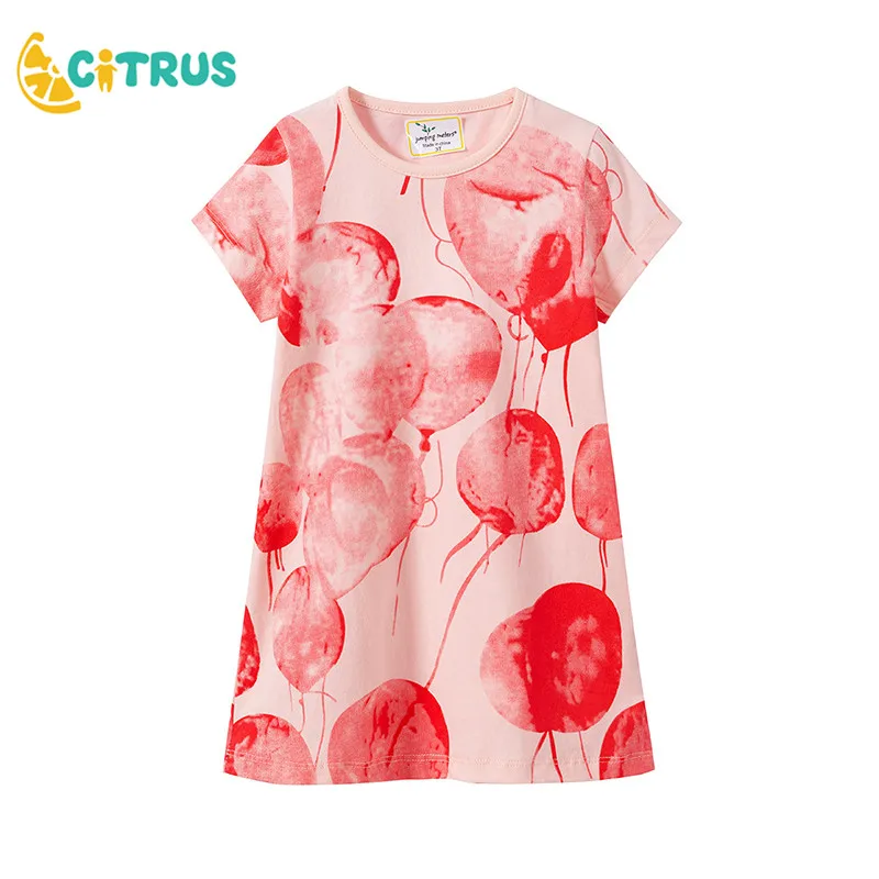 

Cotton Red Balloon Dress Summer Pretty Baby Girl Cute Kids 2-3 Years Short Sleeve Casual Princess Lovely Fashion Dress