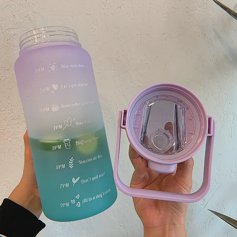 2 Liter Tritan Sports Drinking Bottle Water Bottle BPA-free Sports Drink Bottle Straw for Sports Water Bike Gym Camping Outdoor