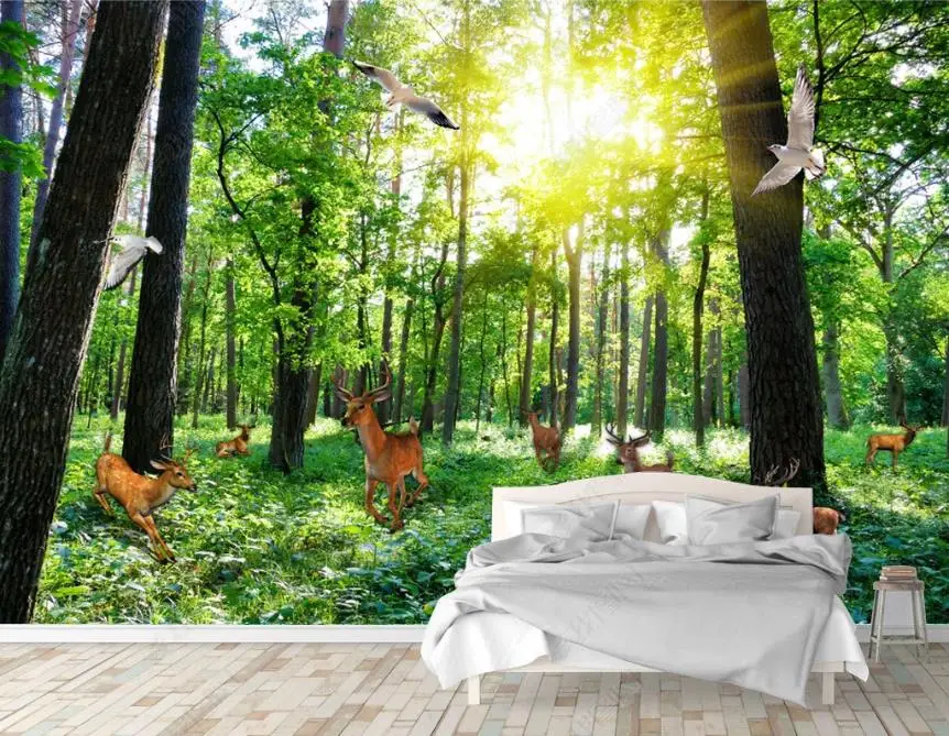 

3D-обои любых размеров на заказ, Настенные рисунки в европейском стиле, с изображением лесного пейзажа, для гостиной, спальни