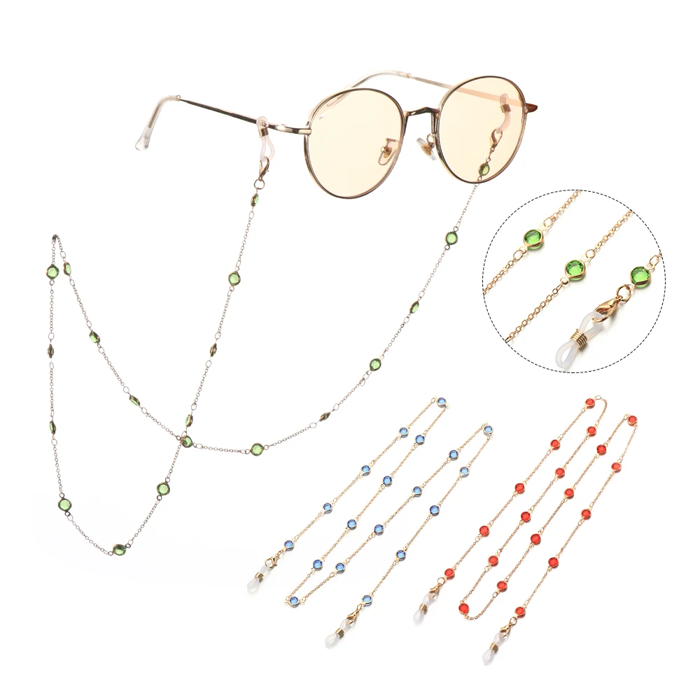 Модные очки с кристаллами и бусинами ожерелье шнурок ремешок Нескользящие цепи