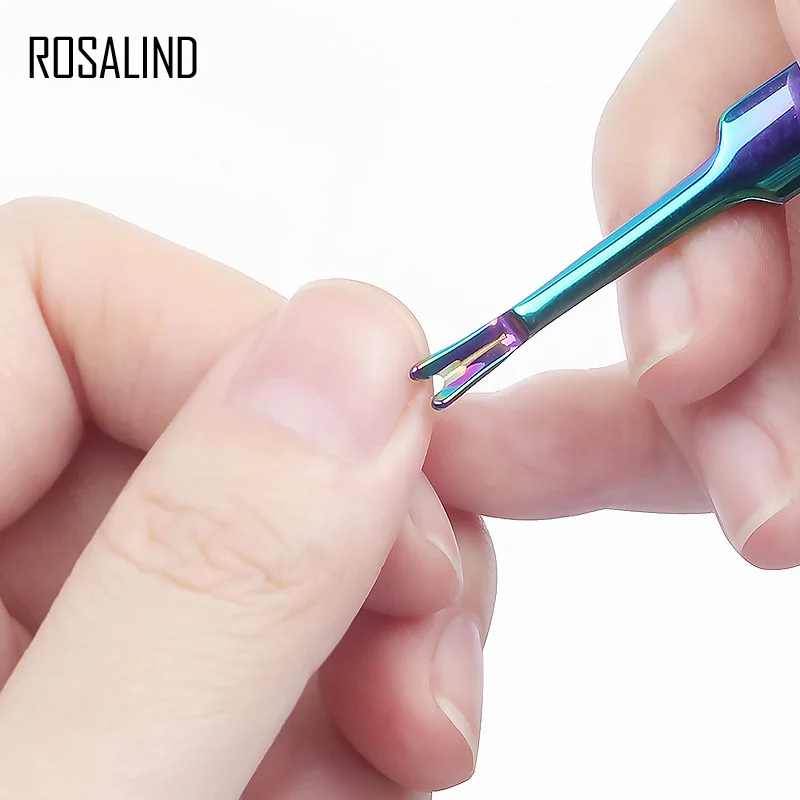 ROSALIND 1PCS Rainbow Stainless Steel Cuticle Remover Callus Dead Skin Fork Nail Art Manicure Pedicure Trimmer Tools | Красота и