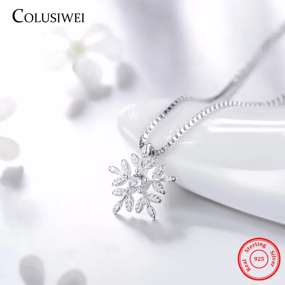 2018 Новые поступления белого цвета с принтом снежинок Ожерелье Мода CZ из чистого