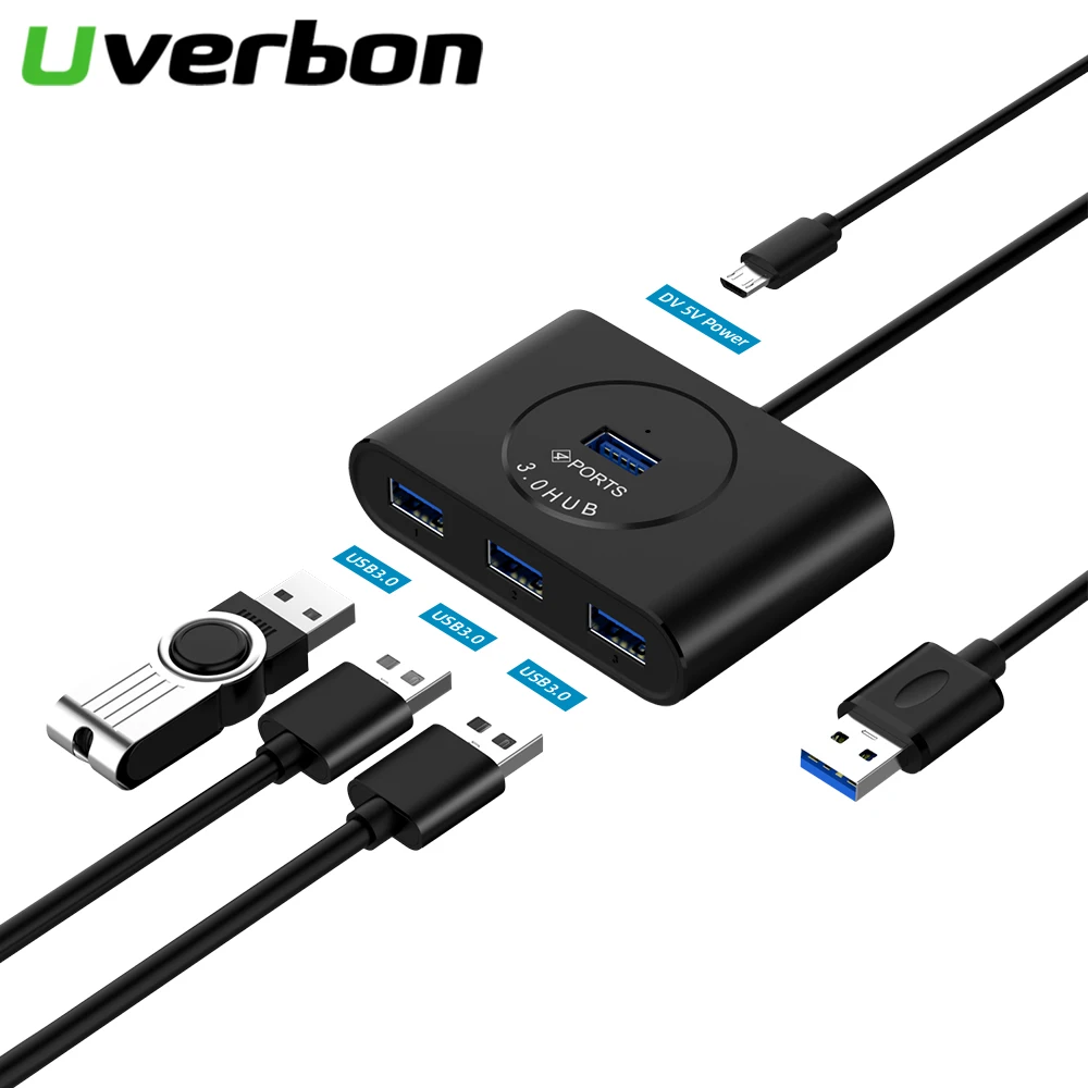 USB 3,0 концентратор 50 см высокоскоростной 4 порта с блоком питания USB3.0 сплиттер OTG адаптер для iMac НОУТБУК настольные компьютерные аксессуары