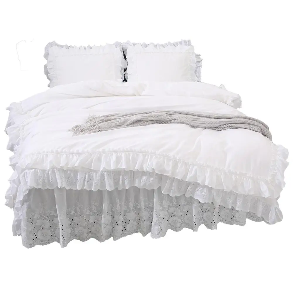 Бесплатная доставка Корейская принцесса оборками белая вышитая подкладка