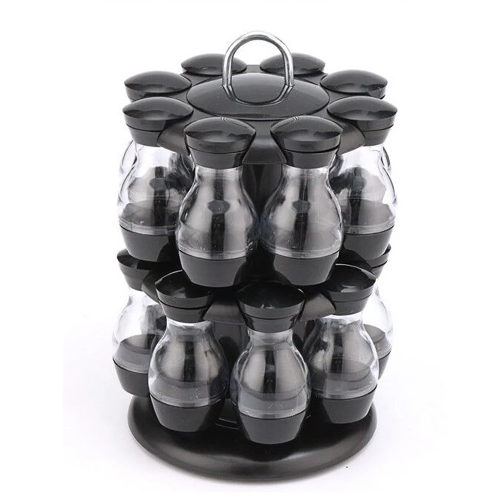 

8PCS/16PCS Condiment Set 360 Rotating Spice Jar Rack Kitchen Cruet Condiment Bottle Coffee Sugar Seal Jar Container Rack