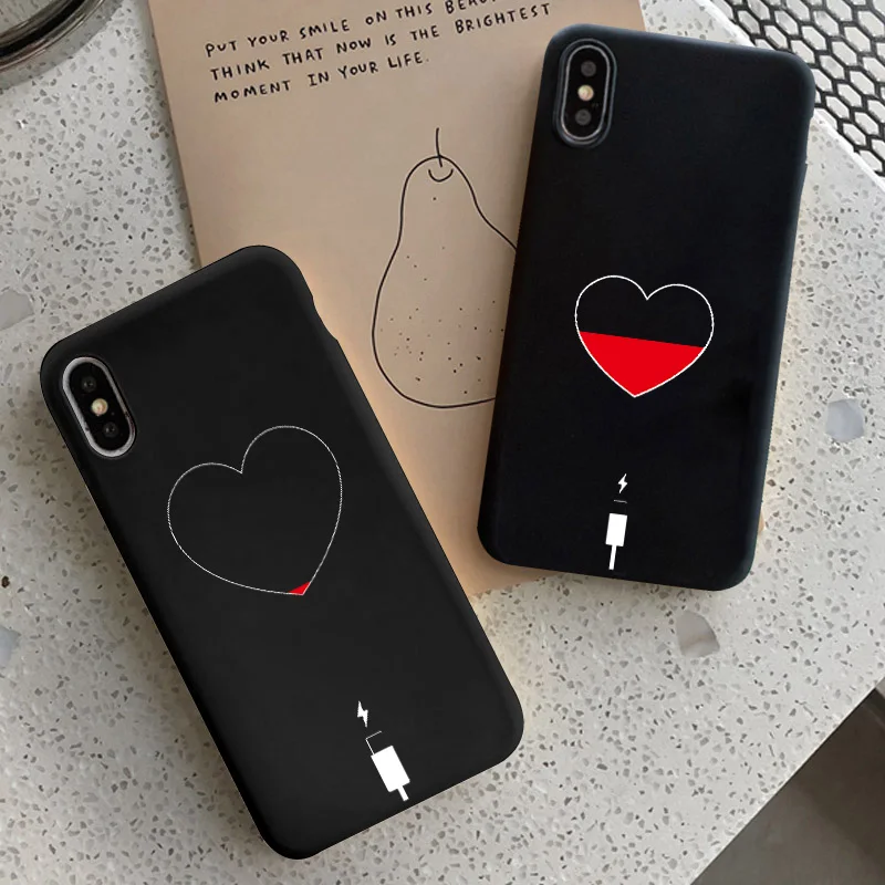 

Charge Heart Phone Case For iphone 6s 7 8 Plus SE 2020 X XS MAX XR 11 12 13 Pro Max Soft Silicone Couple Charging Love Cover