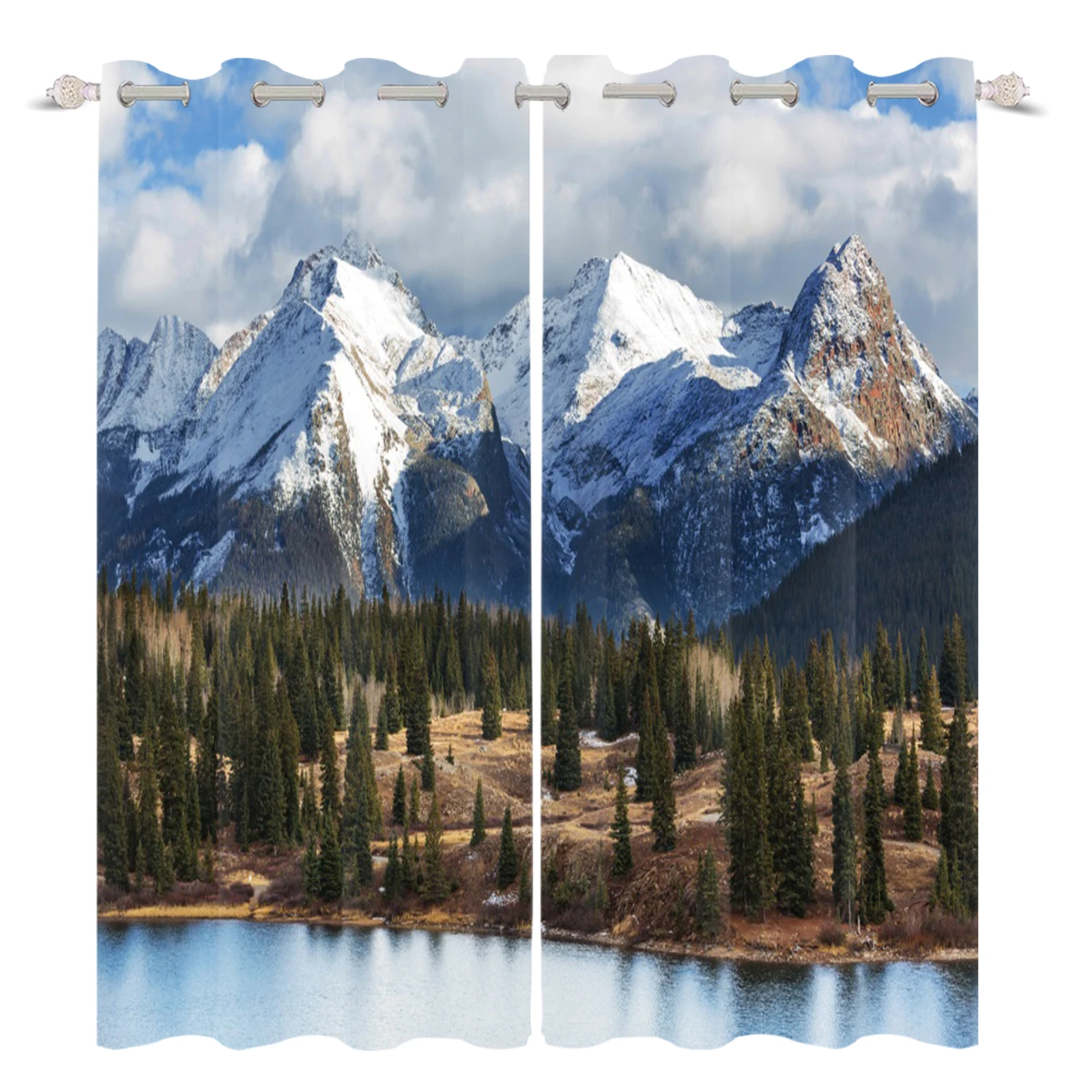 

High Quality Modern Style Magnificent Snow Mountain Natural Landscape Pattern Printing Cortinas Home Decor Shade Curtains