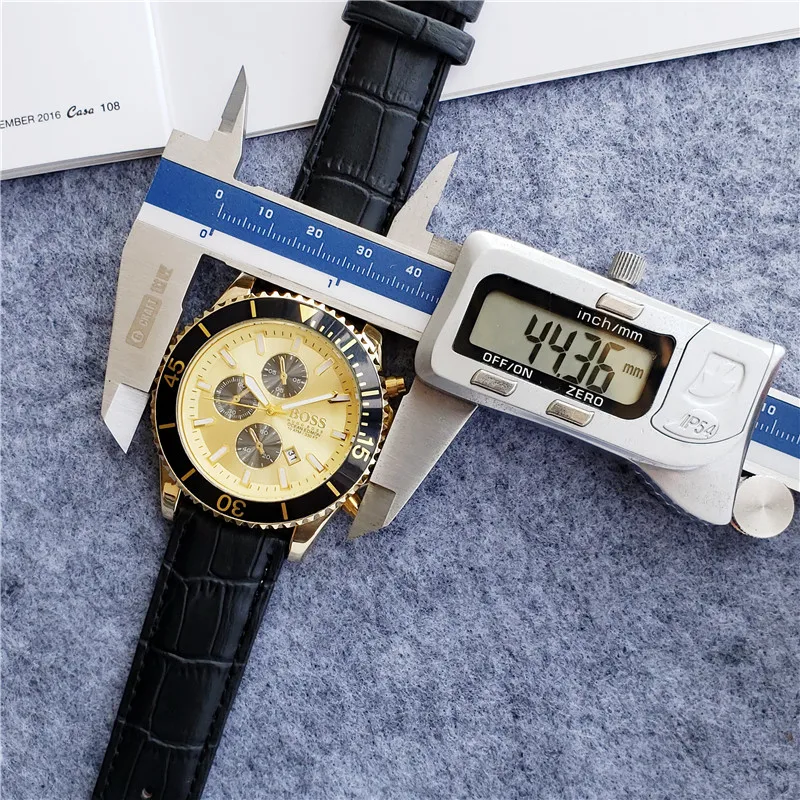 

Luxury watch men BOSS watch quartz movement Leather strap Decorative subdial relojes para hombres relojes mens leather watches